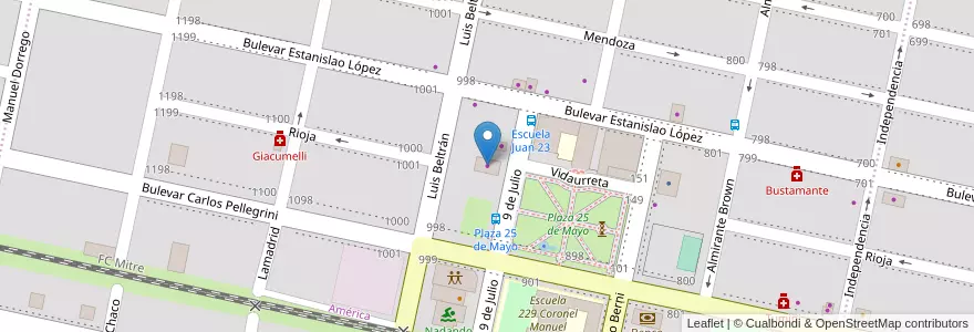 Mapa de ubicacion de Autoservicio SOL en アルゼンチン, サンタフェ州, Departamento San Lorenzo, Municipio De Roldán, Roldán.