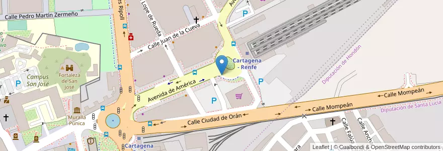 Mapa de ubicacion de Av. América en 西班牙, Región De Murcia, Región De Murcia, Campo De Cartagena Y Mar Menor, Cartagena.