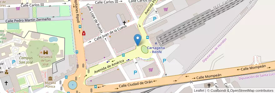 Mapa de ubicacion de Av. América en Espagne, Région De Murcie, Région De Murcie, Camp-De-Carthagène Et Mer Mineure, Cartagena.