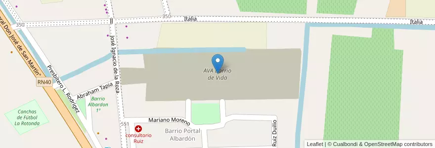 Mapa de ubicacion de AVA Barrio de Vida en Argentina, San Juan, Chile, Albardón.