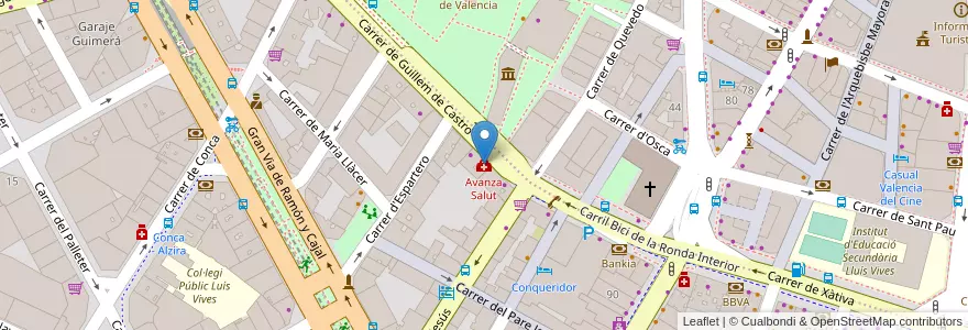 Mapa de ubicacion de Avanza Salut en İspanya, Comunitat Valenciana, València / Valencia, Comarca De València, València.