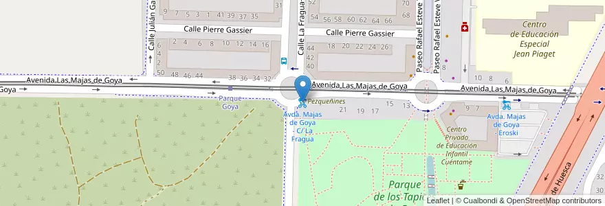 Mapa de ubicacion de Avda. Majas de Goya - C/ La Fragua en スペイン, アラゴン州, サラゴサ, Zaragoza, サラゴサ.