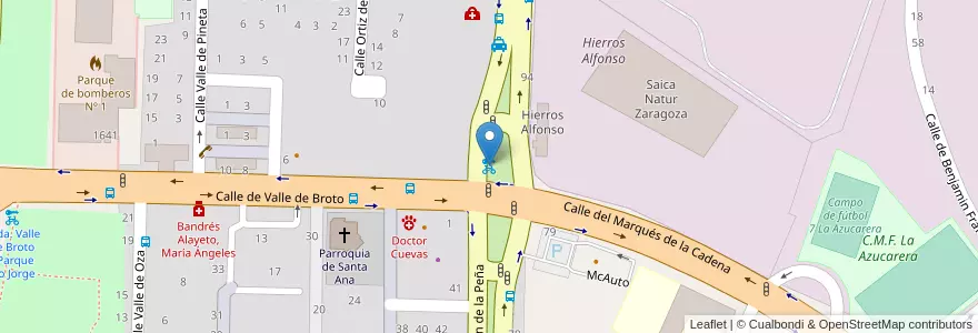 Mapa de ubicacion de Avda. Marqués de la Cadena - Avda. San Juan de la Peña en Испания, Арагон, Сарагоса, Zaragoza, Сарагоса.