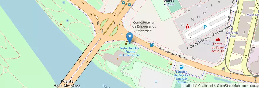 Mapa de ubicacion de Avda. Ranillas - Puente de La Almozara en İspanya, Aragón, Zaragoza, Zaragoza, Zaragoza.