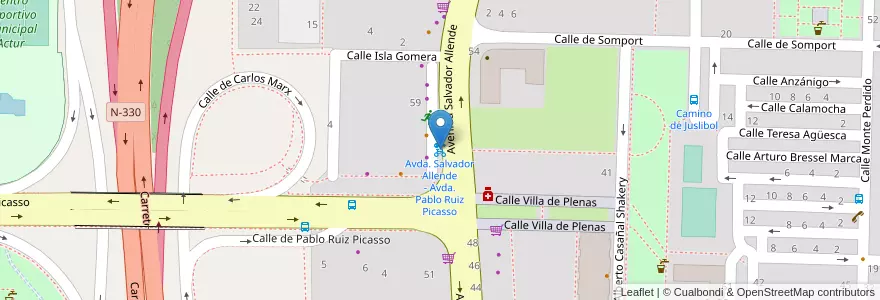 Mapa de ubicacion de Avda. Salvador Allende - Avda. Pablo Ruiz Picasso en Spanien, Aragonien, Saragossa, Zaragoza, Saragossa.