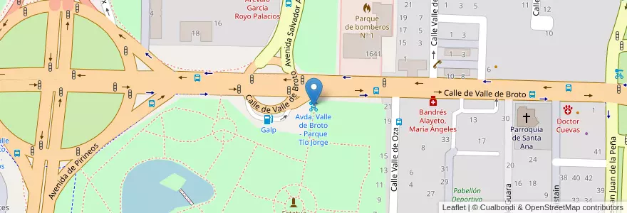 Mapa de ubicacion de Avda. Valle de Broto - Parque Tío Jorge en Espanha, Aragão, Saragoça, Zaragoza, Saragoça.