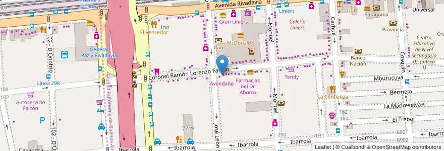 Mapa de ubicacion de Avendaño, Liniers en Arjantin, Ciudad Autónoma De Buenos Aires, Comuna 9, Buenos Aires.