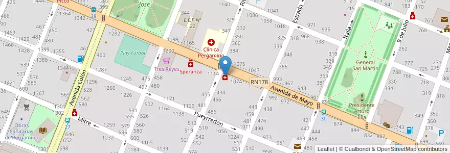 Mapa de ubicacion de Avenida en Arjantin, Buenos Aires, Partido De Pergamino.