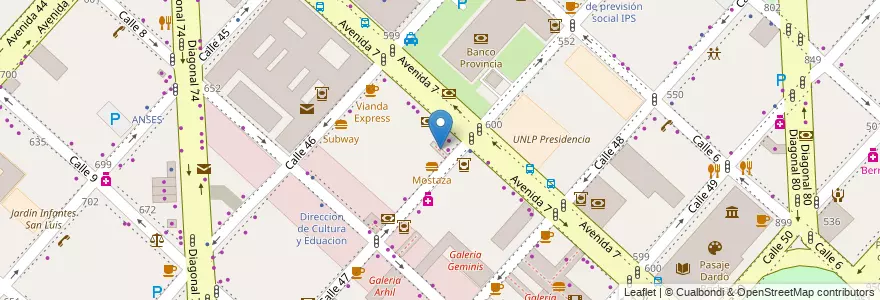 Mapa de ubicacion de Avenida, Casco Urbano en Arjantin, Buenos Aires, Partido De La Plata, La Plata.