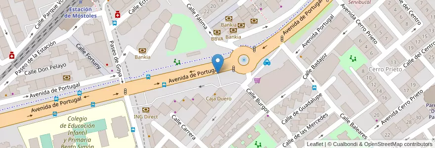Mapa de ubicacion de Avenida de Portugal - Paseo de Goya en İspanya, Comunidad De Madrid, Comunidad De Madrid, Área Metropolitana De Madrid Y Corredor Del Henares, Móstoles.