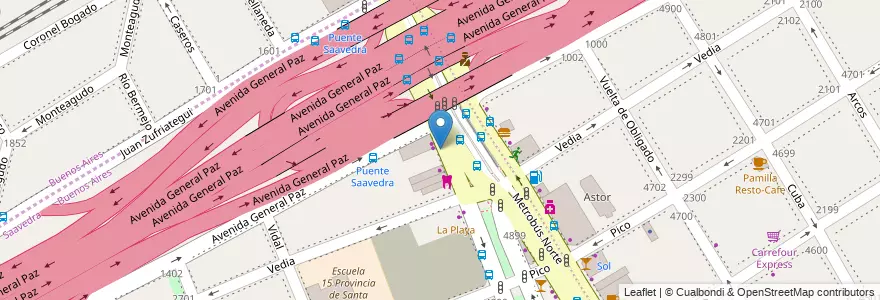 Mapa de ubicacion de Avenida General Paz, Saavedra en Arjantin, Ciudad Autónoma De Buenos Aires, Partido De Vicente López, Buenos Aires, Vicente López.
