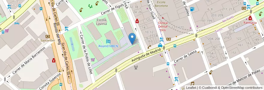 Mapa de ubicacion de Avenida Madrid en اسپانیا, Catalunya, Barcelona, Barcelonès, Barcelona.