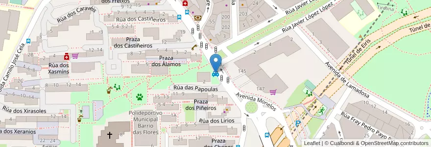Mapa de ubicacion de Avenida Monelos en スペイン, ガリシア州, A Coruña, A Coruña, A Coruña.