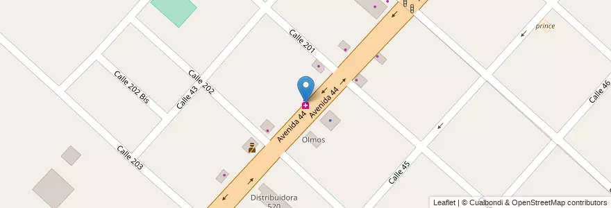 Mapa de ubicacion de Avenida Olmos, Lisandro Olmos en Arjantin, Buenos Aires, Partido De La Plata, Lisandro Olmos.
