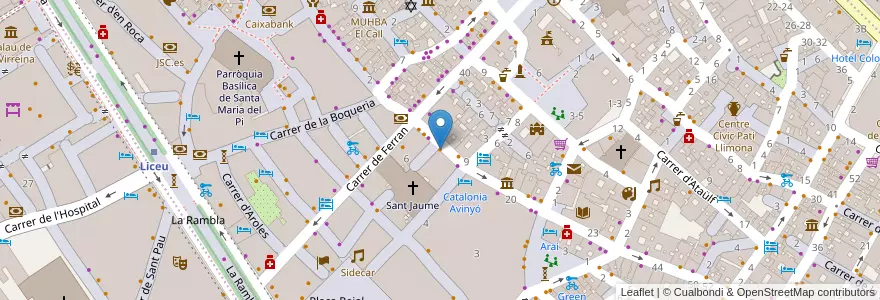 Mapa de ubicacion de Avinyo10 en 스페인, Catalunya, Barcelona, Barcelonès, 바르셀로나.