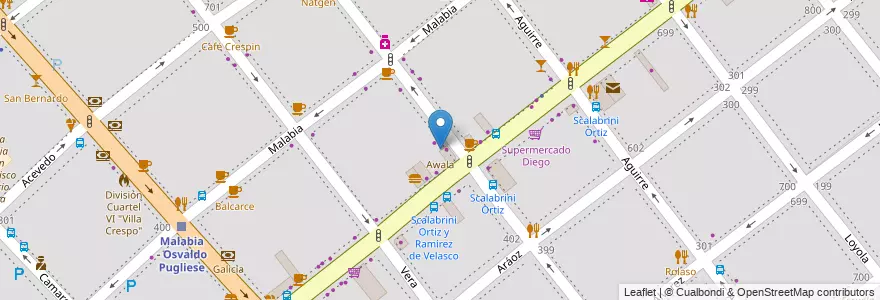 Mapa de ubicacion de Awala, Villa Crespo en Arjantin, Ciudad Autónoma De Buenos Aires, Buenos Aires.