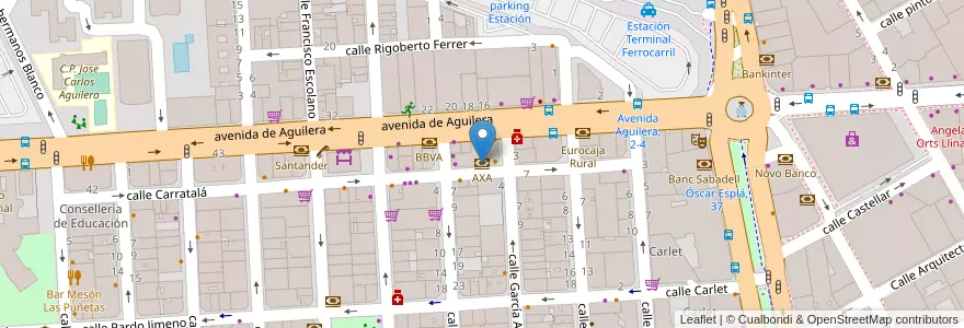 Mapa de ubicacion de AXA en Espanha, Comunidade Valenciana, Alacant / Alicante, L'Alacantí, Alacant / Alicante.