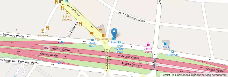 Mapa de ubicacion de Axion en アルゼンチン, ブエノスアイレス州, Partido De Ituzaingó, Villa Udaondo.