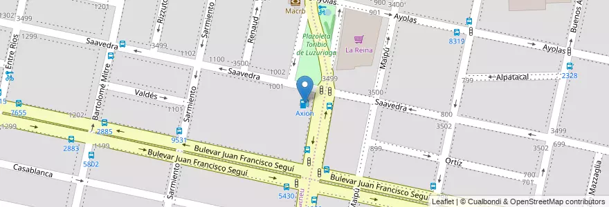 Mapa de ubicacion de Axion en Argentinië, Santa Fe, Departamento Rosario, Municipio De Rosario, Rosario.