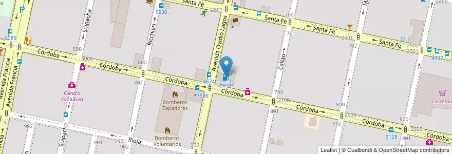 Mapa de ubicacion de Axion en Argentina, Santa Fe, Departamento Rosario, Municipio De Rosario, Rosário.