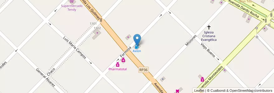 Mapa de ubicacion de Axion en Arjantin, Buenos Aires, Partido De Quilmes, Bernal.