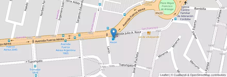 Mapa de ubicacion de Axion en Аргентина, Кордова, Departamento Capital, Pedanía Capital, Córdoba, Municipio De Córdoba.