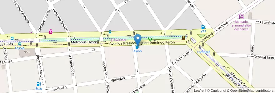Mapa de ubicacion de Axion en アルゼンチン, ブエノスアイレス州, Partido De Morón.