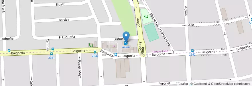 Mapa de ubicacion de Axion en アルゼンチン, サンタフェ州, Departamento Rosario, Municipio De Rosario, ロサリオ.