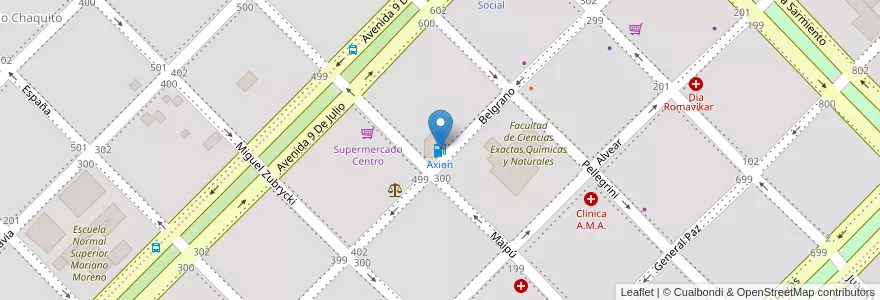 Mapa de ubicacion de Axion en الأرجنتين, Misiones, Departamento Apóstoles, Municipio De Apóstoles, Apóstoles.