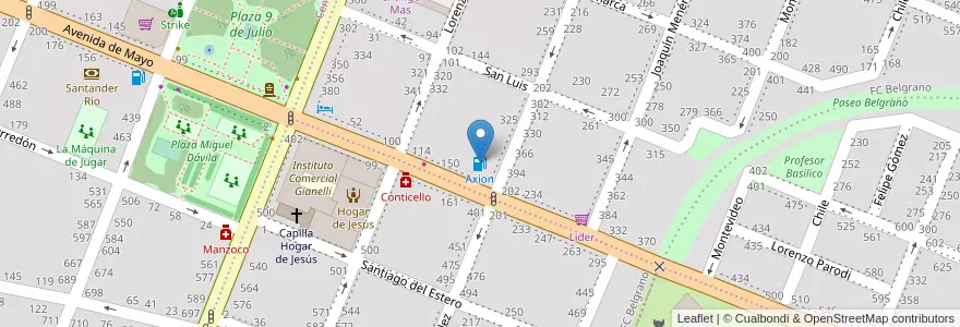 Mapa de ubicacion de Axion en Arjantin, Buenos Aires, Partido De Pergamino.