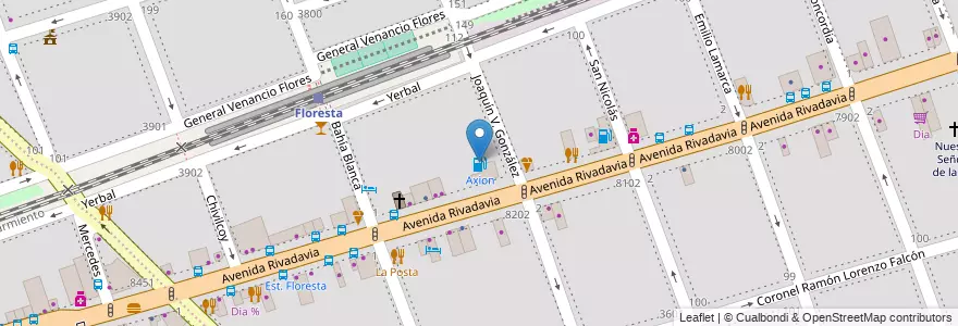 Mapa de ubicacion de Axion, Floresta en アルゼンチン, Ciudad Autónoma De Buenos Aires, ブエノスアイレス, Comuna 10.