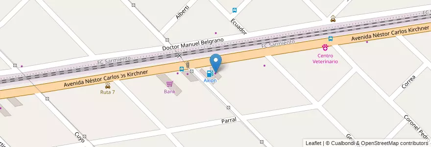 Mapa de ubicacion de Axion Shop en Arjantin, Buenos Aires, Partido De Ituzaingó, Ituzaingó.