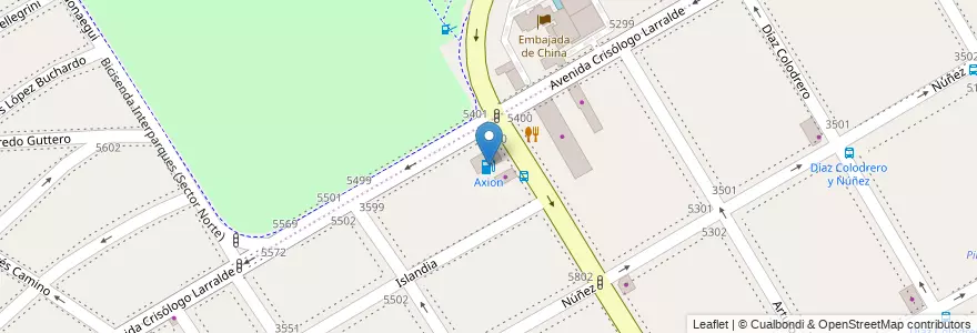 Mapa de ubicacion de Axion, Villa Urquiza en 阿根廷, Ciudad Autónoma De Buenos Aires, Comuna 12, 布宜诺斯艾利斯.
