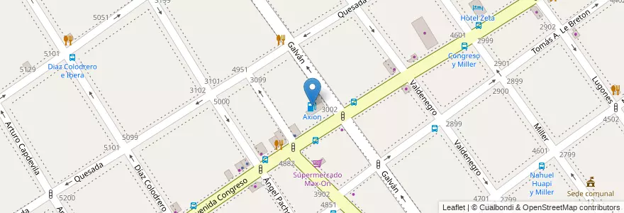 Mapa de ubicacion de Axion, Villa Urquiza en Аргентина, Буэнос-Айрес, Comuna 12, Буэнос-Айрес.