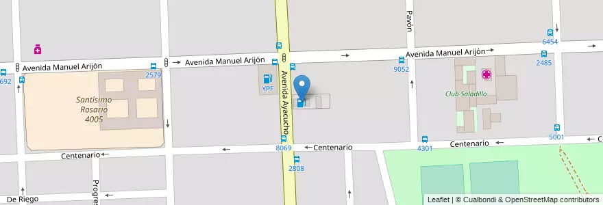Mapa de ubicacion de Ayacucho en الأرجنتين, سانتا في, Departamento Rosario, Municipio De Rosario, روساريو.