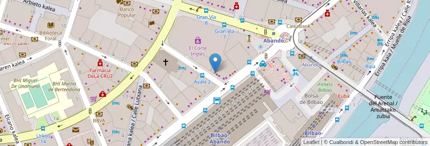 Mapa de ubicacion de Ayala Cafe en İspanya, Bask Bölgesi, Bizkaia, Bilboaldea, Bilbao.