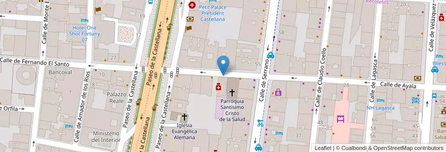 Mapa de ubicacion de AYALA, CALLE, DE,10 en Испания, Мадрид, Мадрид, Área Metropolitana De Madrid Y Corredor Del Henares, Мадрид.