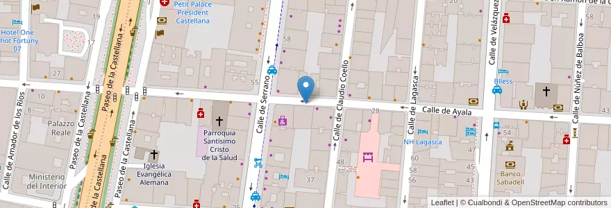 Mapa de ubicacion de AYALA, CALLE, DE,20 en Sepanyol, Comunidad De Madrid, Comunidad De Madrid, Área Metropolitana De Madrid Y Corredor Del Henares, Madrid.
