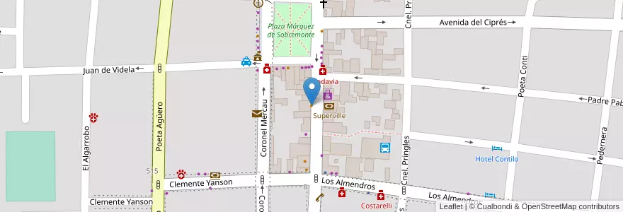 Mapa de ubicacion de Ayflo en アルゼンチン, サンルイス州, Junín, Municipio De Merlo, Villa De Merlo.