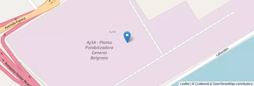 Mapa de ubicacion de AySA - Planta Potabilizadora General Belgrano en الأرجنتين, بوينس آيرس, Partido De Quilmes, Bernal.