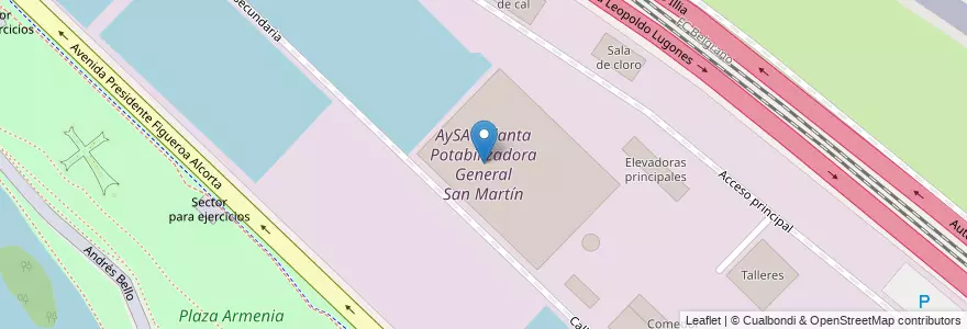 Mapa de ubicacion de AySA - Planta Potabilizadora General San Martín, Palermo en آرژانتین, Ciudad Autónoma De Buenos Aires, Buenos Aires, Comuna 14.