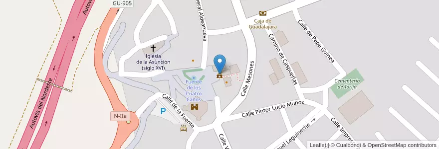 Mapa de ubicacion de Ayuntamiento en Испания, Кастилия-Ла-Манча, Guadalajara, Torija.