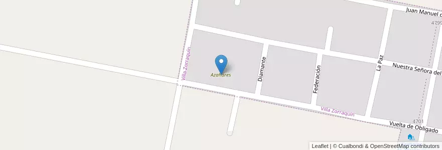 Mapa de ubicacion de Azahares en 阿根廷, 恩特雷里奥斯省, Departamento Concordia, Distrito Suburbios, Concordia.