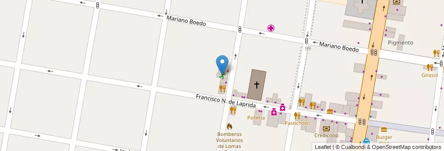 Mapa de ubicacion de Azara Gym & Fitness en 阿根廷, 布宜诺斯艾利斯省, Partido De Lomas De Zamora, Lomas De Zamora.