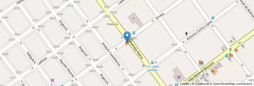 Mapa de ubicacion de Azara Pizzeria, Villa Pueyrredon en アルゼンチン, Ciudad Autónoma De Buenos Aires, Comuna 12, ブエノスアイレス.
