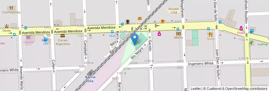 Mapa de ubicacion de Azcuénaga Sur en Аргентина, Санта-Фе, Departamento Rosario, Municipio De Rosario, Росарио.