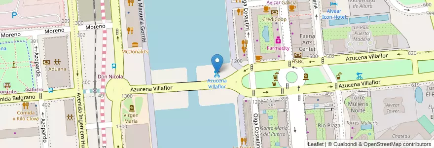 Mapa de ubicacion de Azucena Villaflor, Puerto Madero en آرژانتین, Ciudad Autónoma De Buenos Aires, Comuna 1, Buenos Aires.
