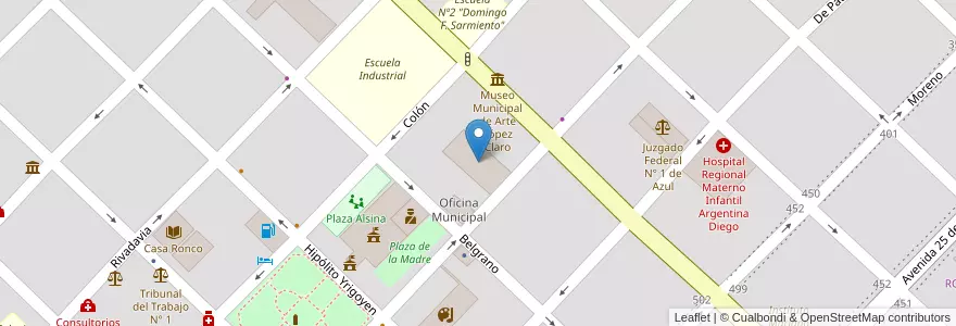 Mapa de ubicacion de Azul Atlethic Club en 아르헨티나, 부에노스아이레스주, Partido De Azul.