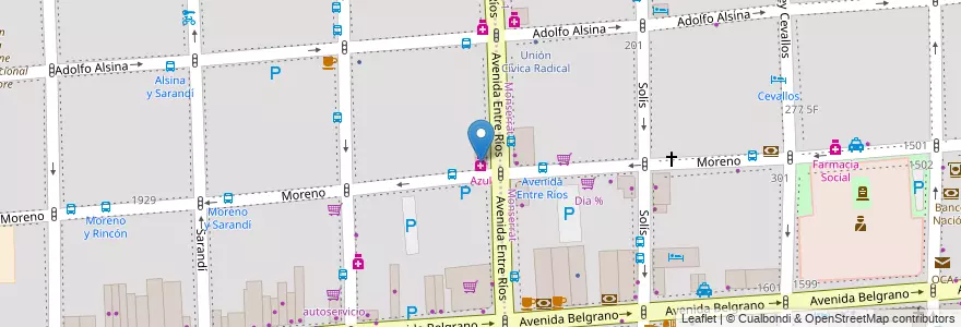 Mapa de ubicacion de Azul, Balvanera en آرژانتین, Ciudad Autónoma De Buenos Aires, Buenos Aires.