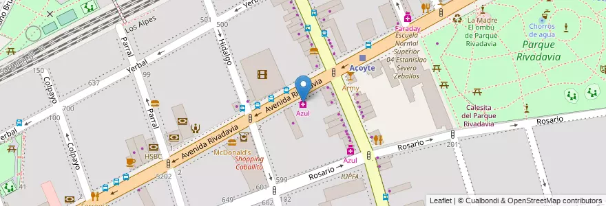 Mapa de ubicacion de Azul, Caballito en Argentinië, Ciudad Autónoma De Buenos Aires, Buenos Aires, Comuna 6.